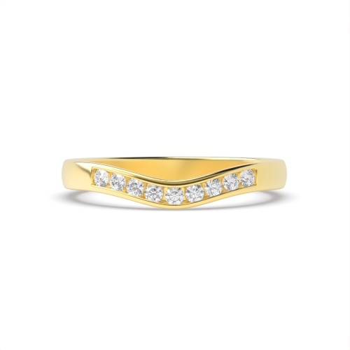 Channel Setting Round Yellow Gold Ecliptic radiance Eternity Diamond Rings