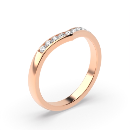 Channel Setting Round Rose Gold V Wishbone Women's Shaped Diamond Rings