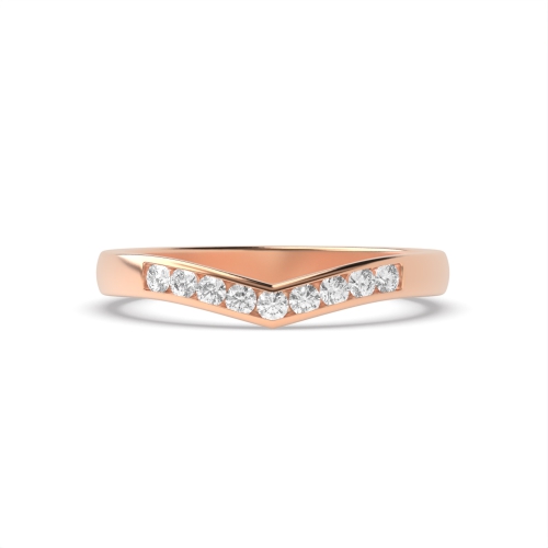 Channel Setting Round Rose Gold V Wishbone Women's Shaped Diamond Rings