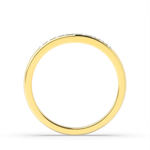 Channel Setting Round Yellow Gold V Shaped Wishbone Eternity Diamond Rings