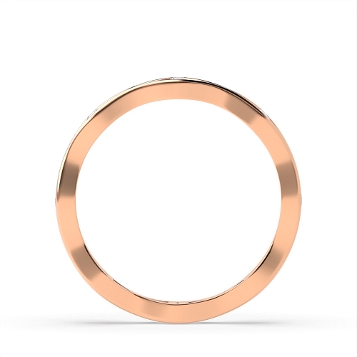 Channel Setting Round Rose Gold Wavy wedding Eternity Diamond Rings