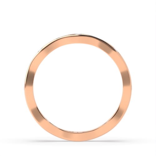 Channel Setting Round Rose Gold Wavy wedding Women's Shaped Diamond Rings