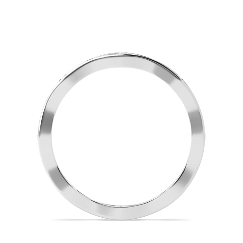 Channel Setting Round Platinum Wavy wedding Eternity Diamond Rings