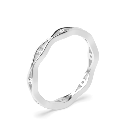 Channel Setting Round Wavy Half Eternity Wedding Band