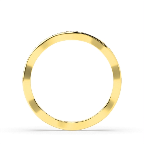 Channel Setting Round Yellow Gold Wavy wedding Eternity Diamond Rings