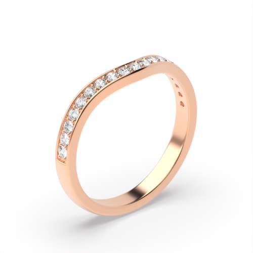Pave Setting Round Rose Gold Wishbone curved Diamond Rings