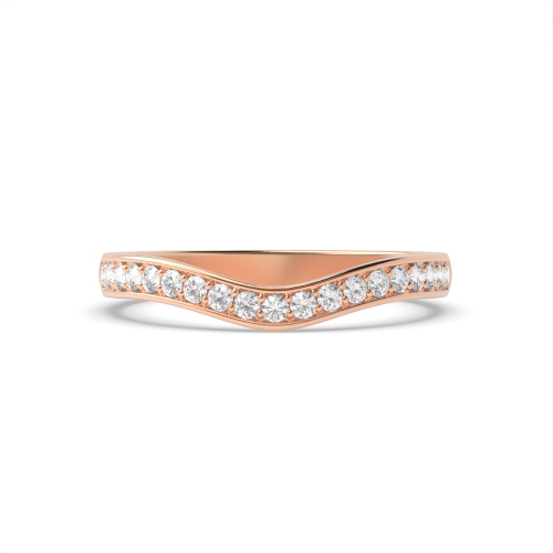 Pave Setting Round Rose Gold Wishbone curved Diamond Rings