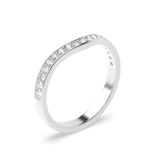 Pave Setting Round Wishbone curved Half Eternity Wedding Band