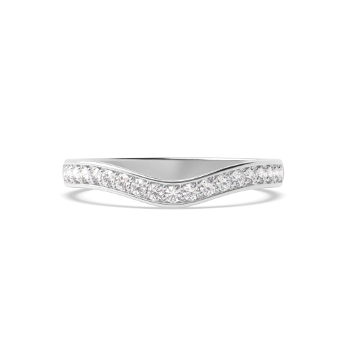 Pave Setting Round Wishbone curved Half Eternity Wedding Band