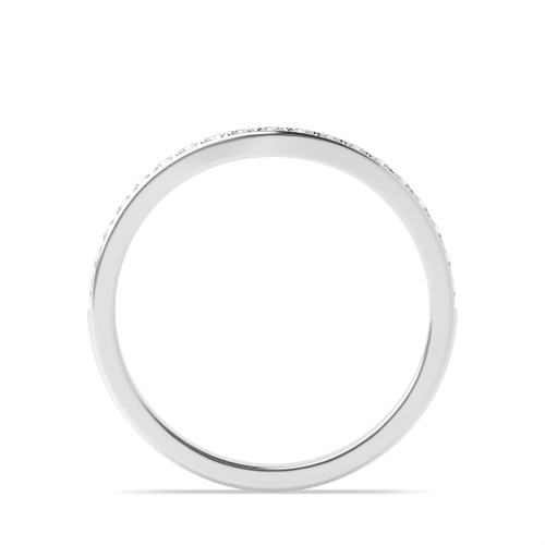 Pave Setting Round Wishbone curved Half Eternity Wedding Band