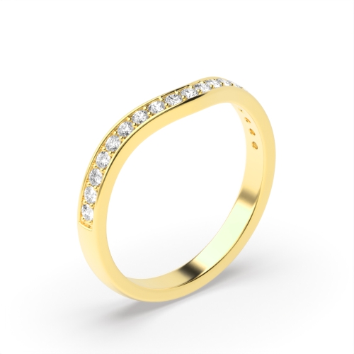 Pave Setting Round Yellow Gold Wishbone curved Diamond Rings