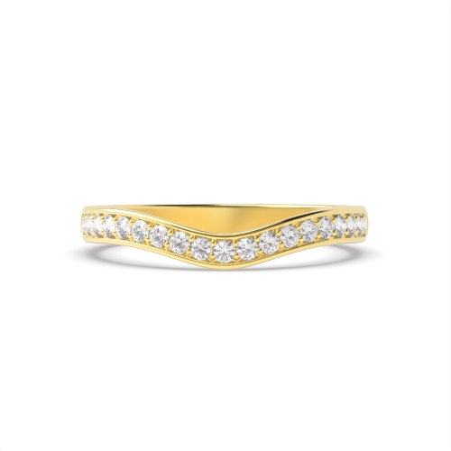 Pave Setting Round Yellow Gold Wishbone curved Diamond Rings