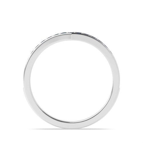 Pave Setting Round V Shaped Wishbone Blue Sapphire Half Eternity Diamond Ring