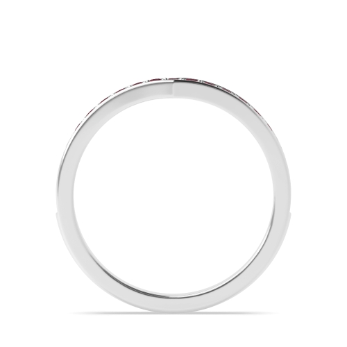 Pave Setting Round V Shaped Wishbone Ruby Half Eternity Diamond Ring