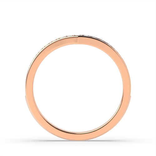 Pave Setting Round Rose Gold V shaped wishbone Women's Shaped Diamond Rings
