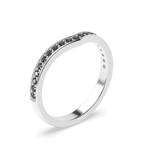 Pave Setting Round V shaped wishbone Black Eternity Diamond Rings