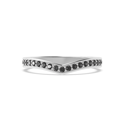 Pave Setting Round V shaped wishbone Black Eternity Diamond Rings