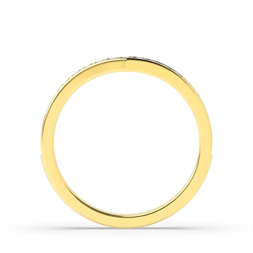 Pave Setting Round Yellow Gold V shaped wishbone Band Diamond Rings