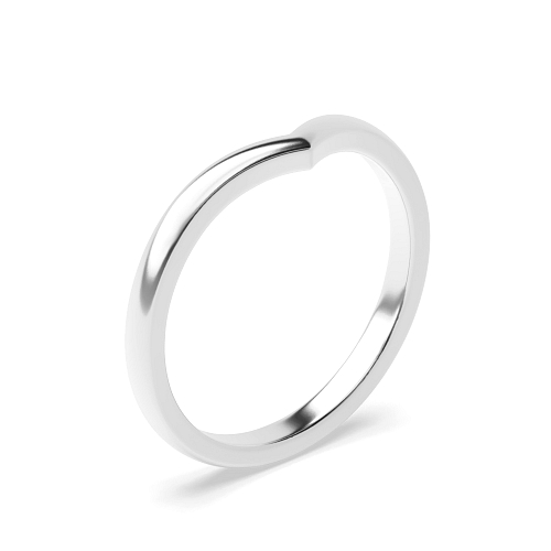 Silver V Shaped Wishbone Eternity Wedding Band