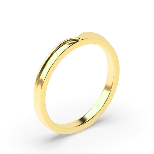 Yellow Gold Channel shaped v design Plain Ring Diamond Rings