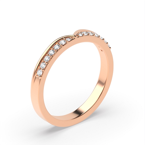 Pave Setting Round Rose Gold wishbone v shaped Women's Shaped Diamond Rings