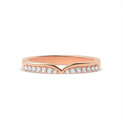 Pave Setting Round Rose Gold wishbone v shaped Women's Shaped Diamond Rings