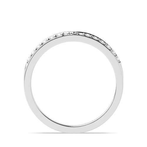 Pave Setting Round V Shaped Half Eternity Wedding Band