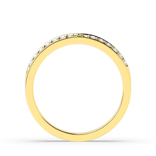 Pave Setting Round Yellow Gold wishbone v shaped Eternity Diamond Rings