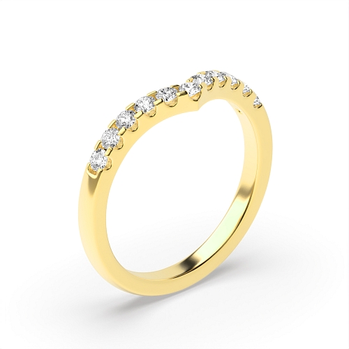4 Prong Round Yellow Gold Wishbone wedding Band Diamond Rings