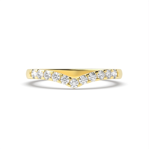 4 Prong Round Yellow Gold Wishbone wedding Band Diamond Rings