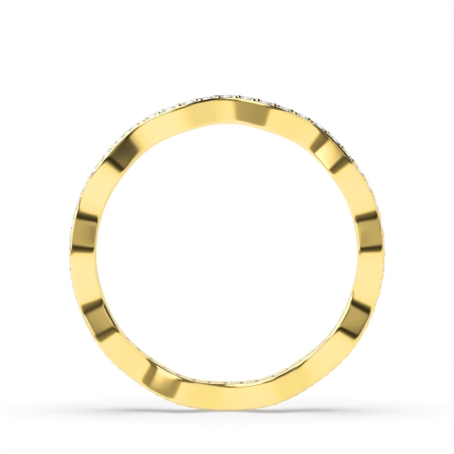 Pave Setting Round Yellow Gold Wavy full Eternity Diamond Rings