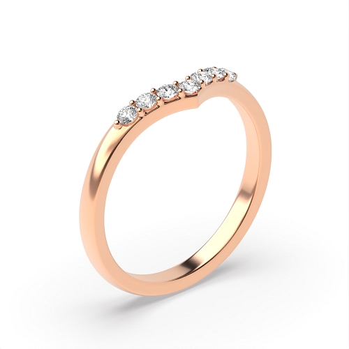 Pave Setting Round Rose Gold Delicate wishbone wedding Diamond Rings