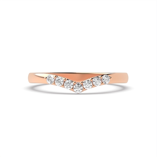 Pave Setting Round Rose Gold Delicate wishbone wedding Diamond Rings