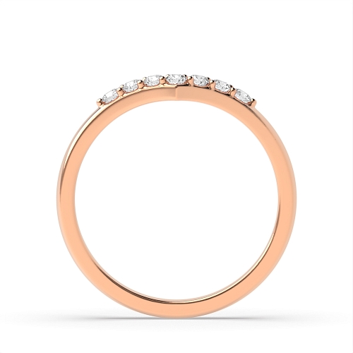 Pave Setting Round Rose Gold Delicate wishbone wedding Diamond Rings