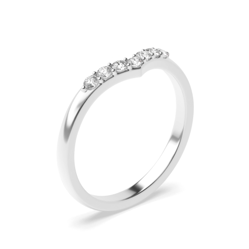 Pave Setting Round Delicate Wishbone Half Eternity Wedding Band