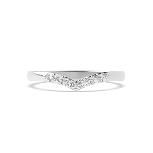 Pave Setting Round Delicate Wishbone Half Eternity Wedding Band