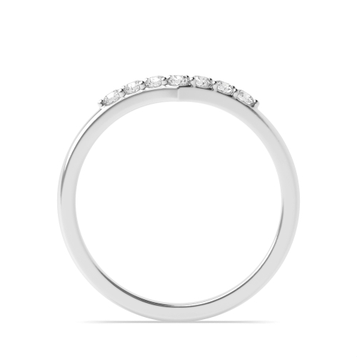 Pave Setting Round Delicate Wishbone Half Eternity Wedding Band