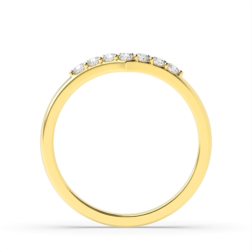 Pave Setting Round Yellow Gold Delicate wishbone wedding Band Diamond Rings