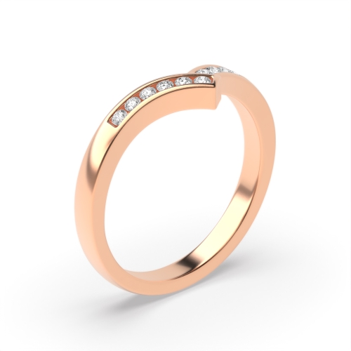Channel Setting Round Rose Gold Ribbon wishbone wedding Women's Shaped Diamond Rings
