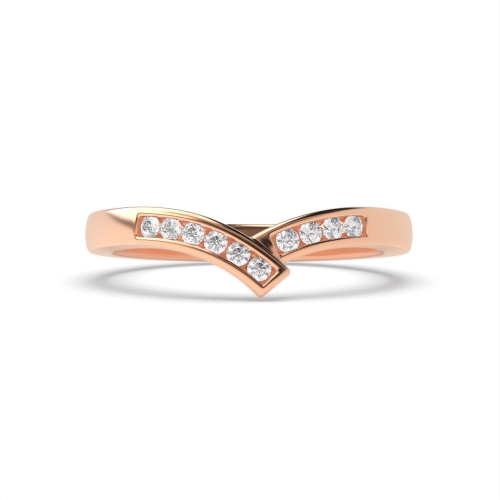 Channel Setting Round Rose Gold Ribbon wishbone wedding Women's Shaped Diamond Rings