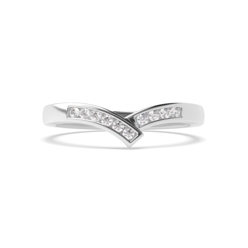 Channel Setting Round Ribbon Wishbone Half Eternity Wedding Band