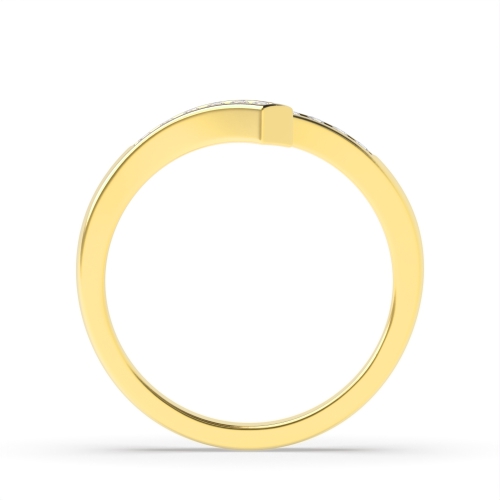 Channel Setting Round Yellow Gold Ribbon wishbone wedding Eternity Diamond Rings