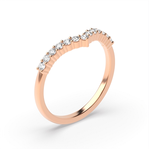 4 Prong Round Rose Gold Wishbone Women's Shaped Diamond Rings