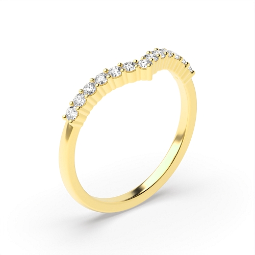 4 Prong Round Yellow Gold Wishbone Band Diamond Rings