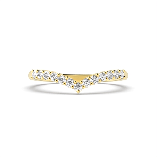 4 Prong Round Yellow Gold Wishbone Band Diamond Rings