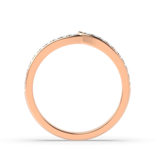 Pave Setting Round Rose Gold V shaped channel set Women's Shaped Diamond Rings