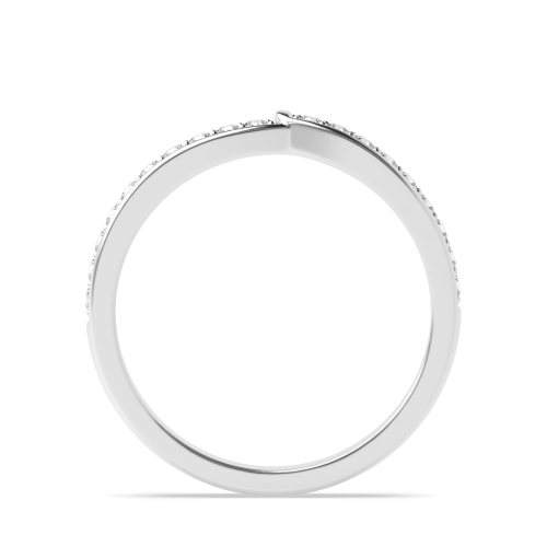 Pave Setting Round V Shaped Half Eternity Wedding Band