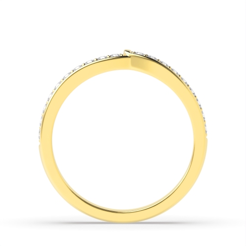 Pave Setting Round Yellow Gold V shaped channel set Eternity Diamond Rings