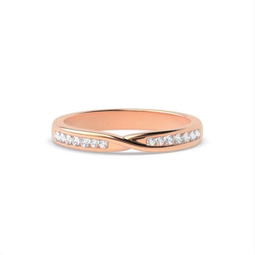 Channel Setting Round Rose Gold Twisted Women's Shaped Diamond Rings