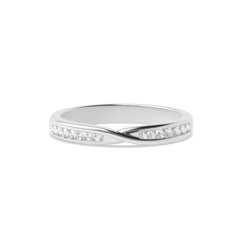 Channel Setting Round Twisted Half Eternity Wedding Band